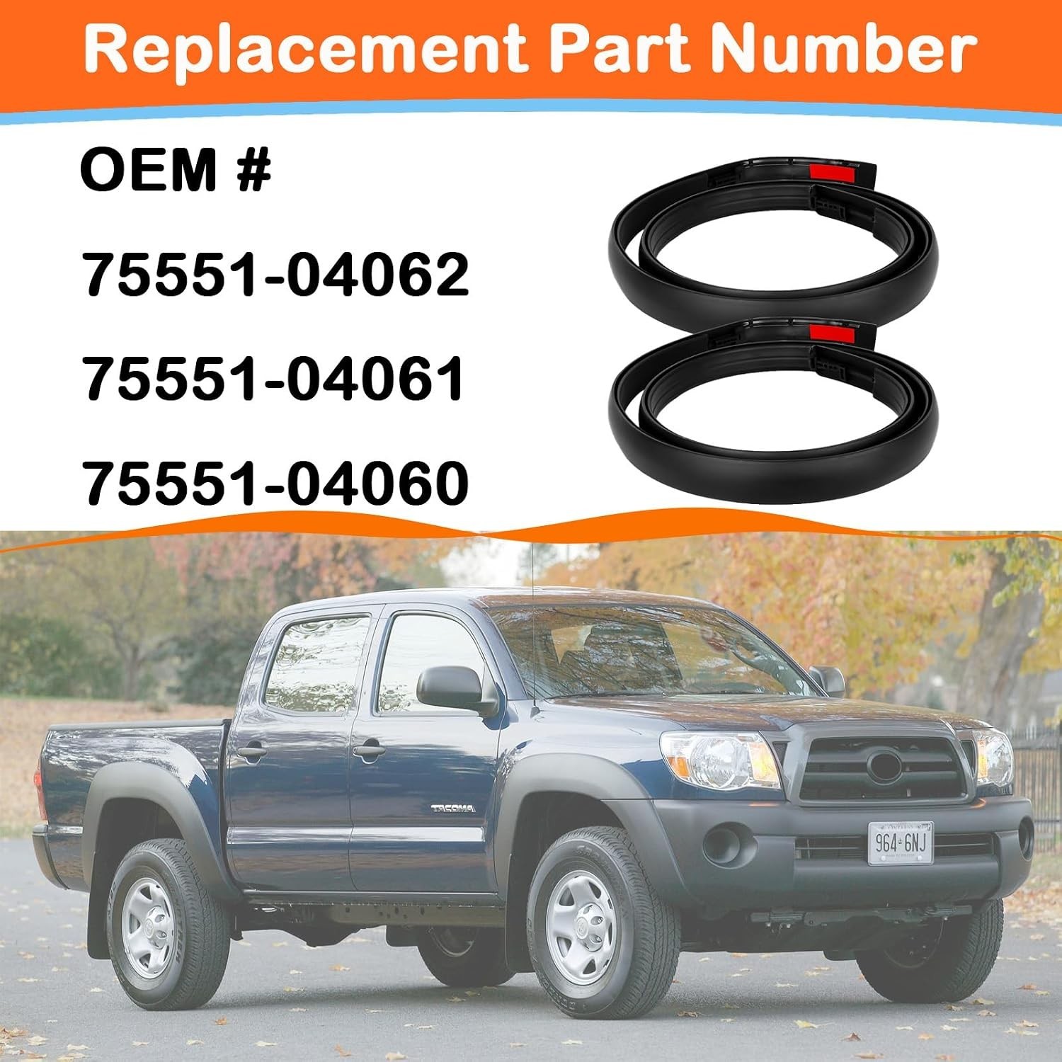 2Pcs Roof Drip Molding Weatherstrip Fit for Toyota Tacoma Double CAB 2005-2015,