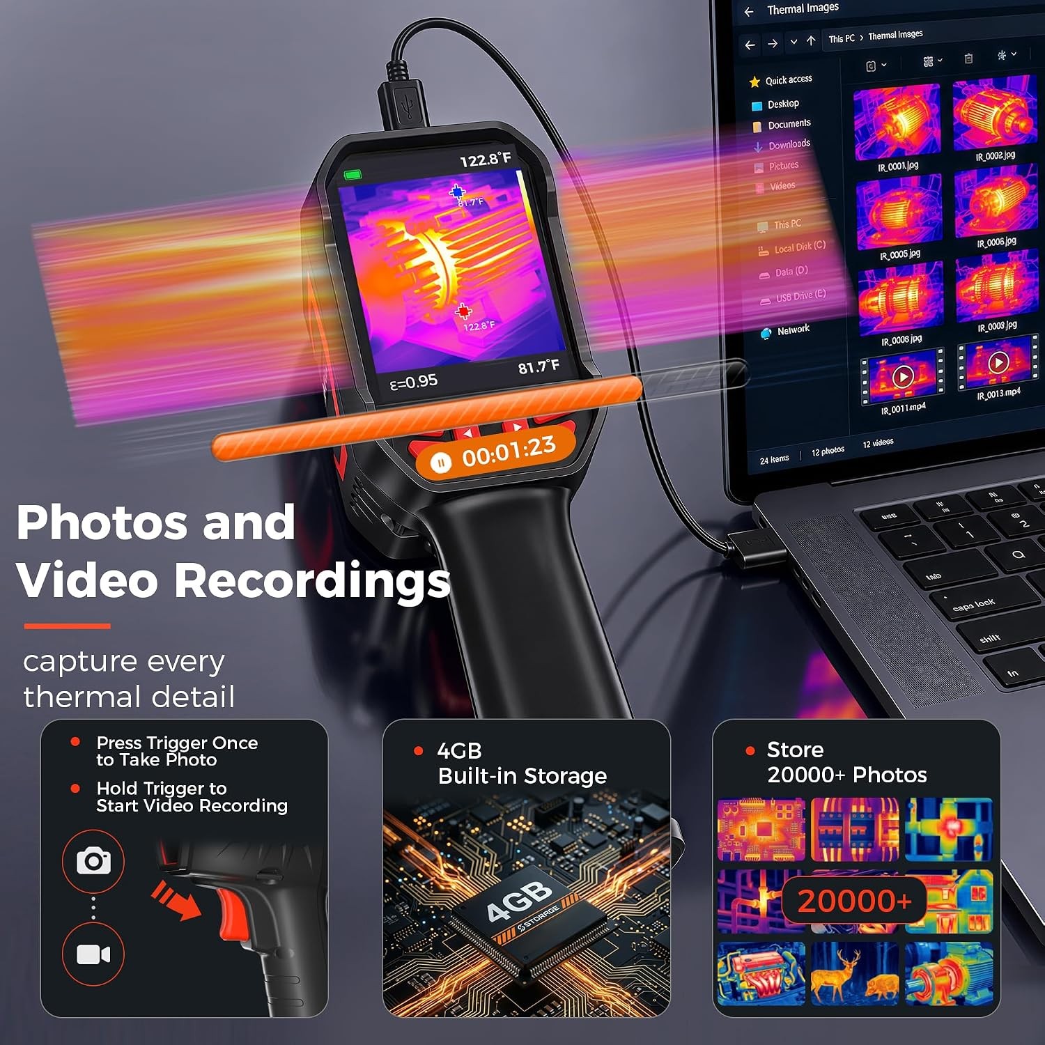 ANXTECH Thermal Camera -4°F~1022°F 2.8″ LCD 192×192 TISR 25Hz IR Imaging