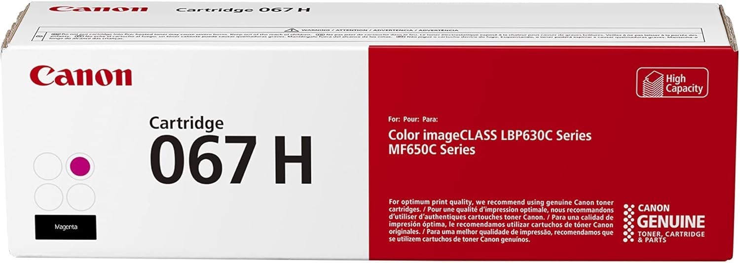 Genuine Canon 067H High Yield Toner Cartridge Set (Black, Cyan, Magenta, Yellow)