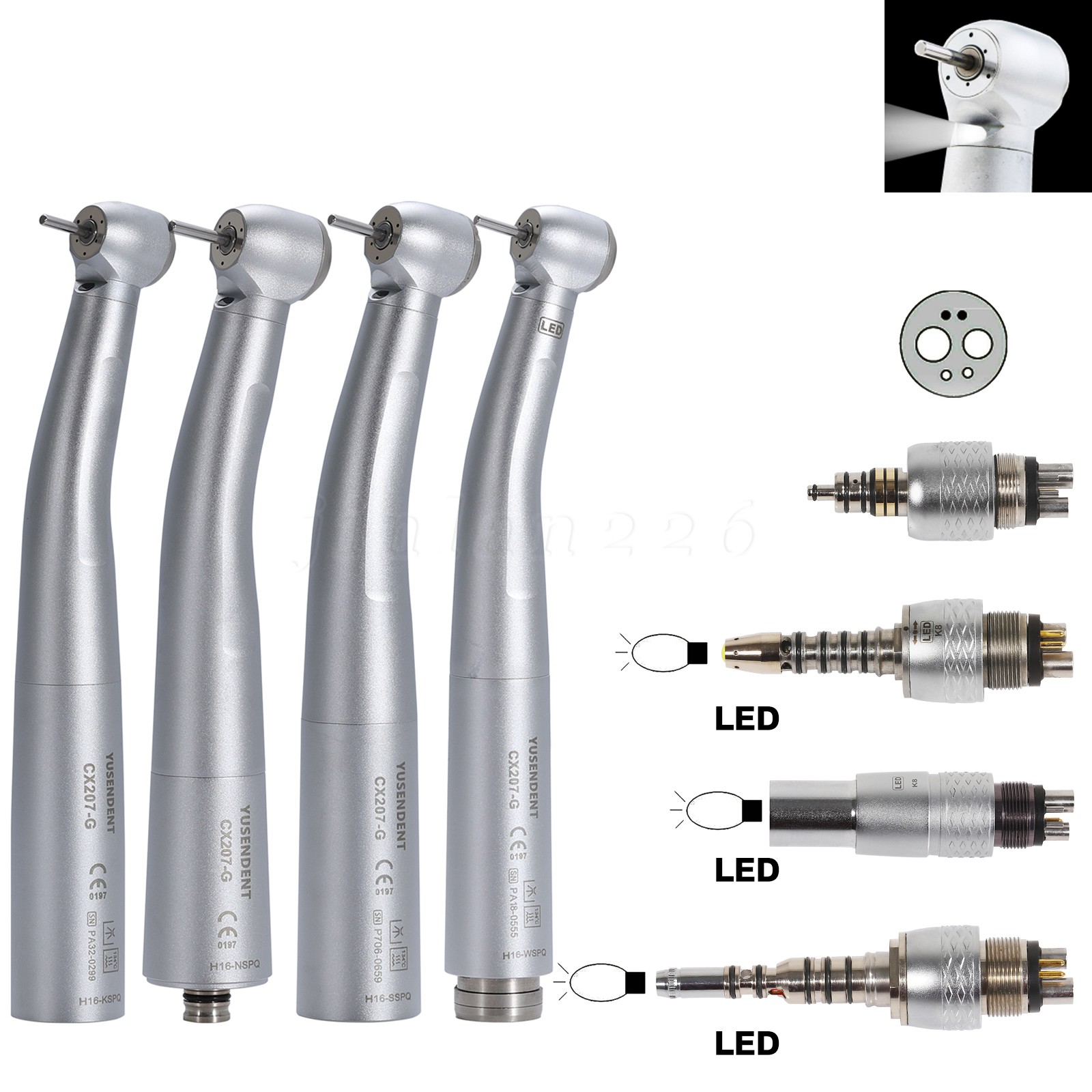COXO YUSENDENT CX207-G Dental Fiber Optic LED High Speed Handpiece Air Turbine