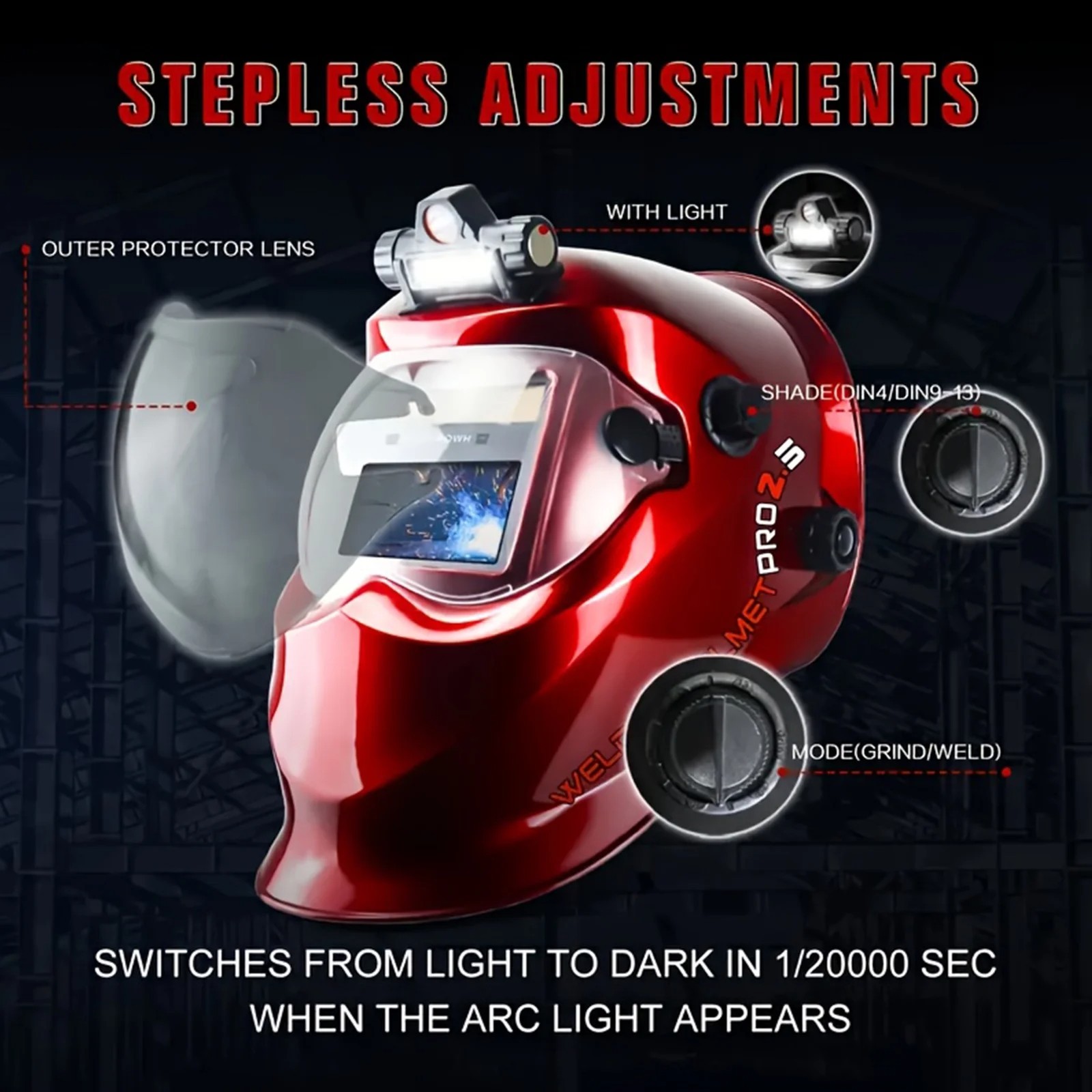 True Color Auto Darkening Welding Helmet – Multi-Process Welding & Grinding