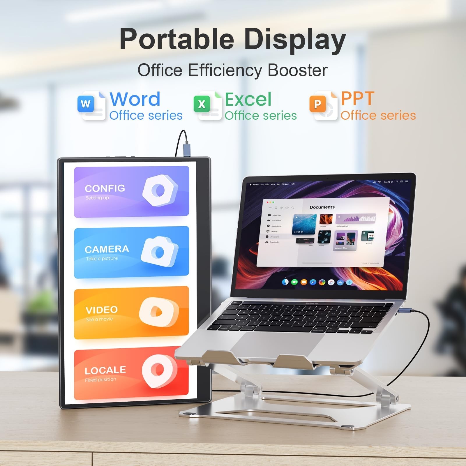 UFYQL Portable Monitor 15.6-inch FHD 1080P Ultra-Slim Travel External Monitor…