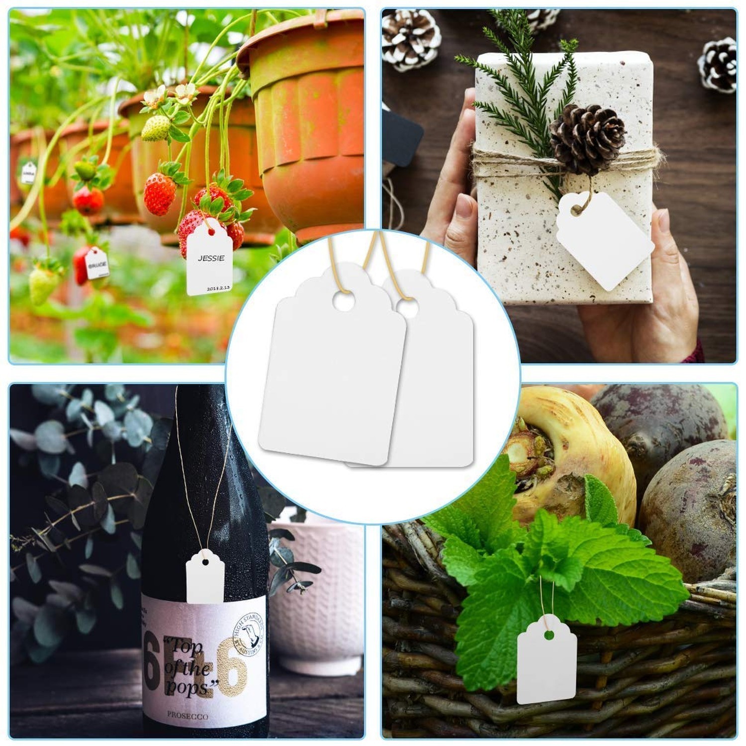 1000pcs Waterproof White Nursery Garden Price Tags with Strings Attached, Mul…
