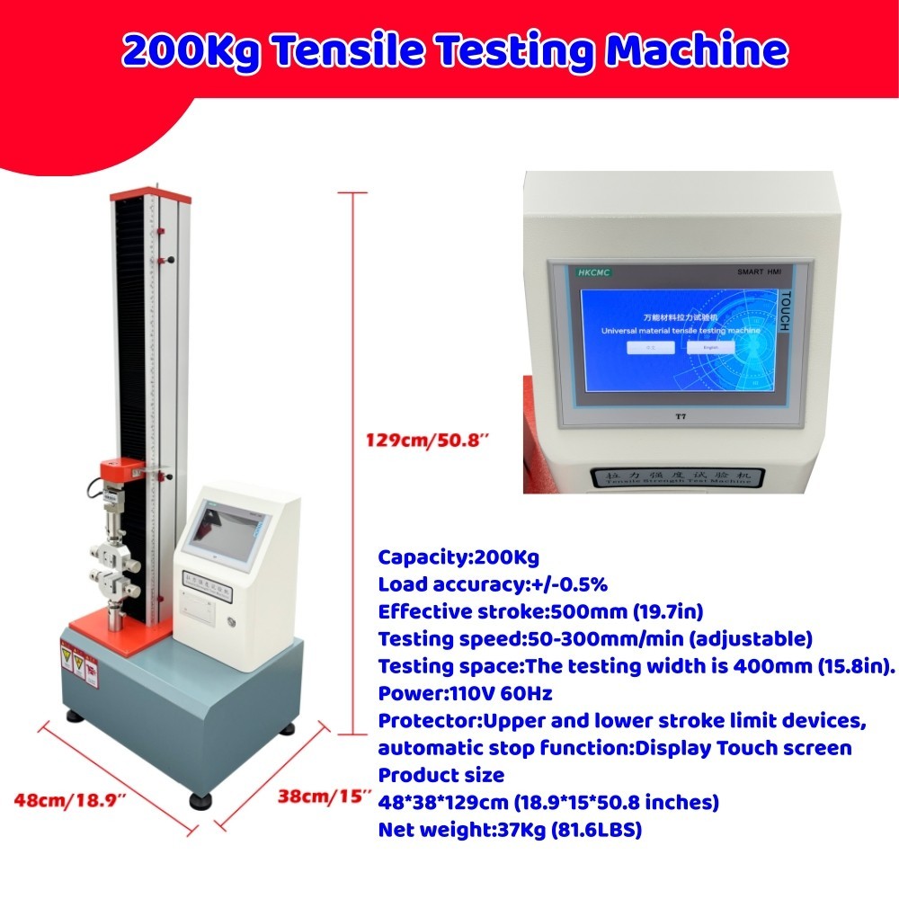 Digital Microcomputer Tensile Strength Tester 2000N Force Gauge with LCD Display