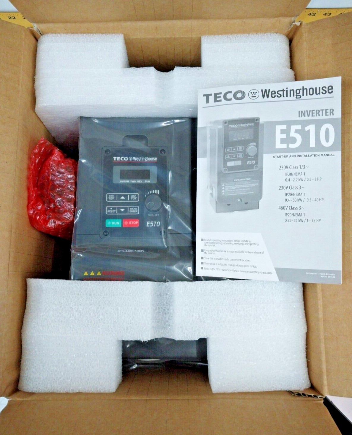 NEW TECO WESTINGHOUSE FREQUENCY INVERTER 10 HP 480 VAC IN/OUT 3Ø E510-410-H3-U