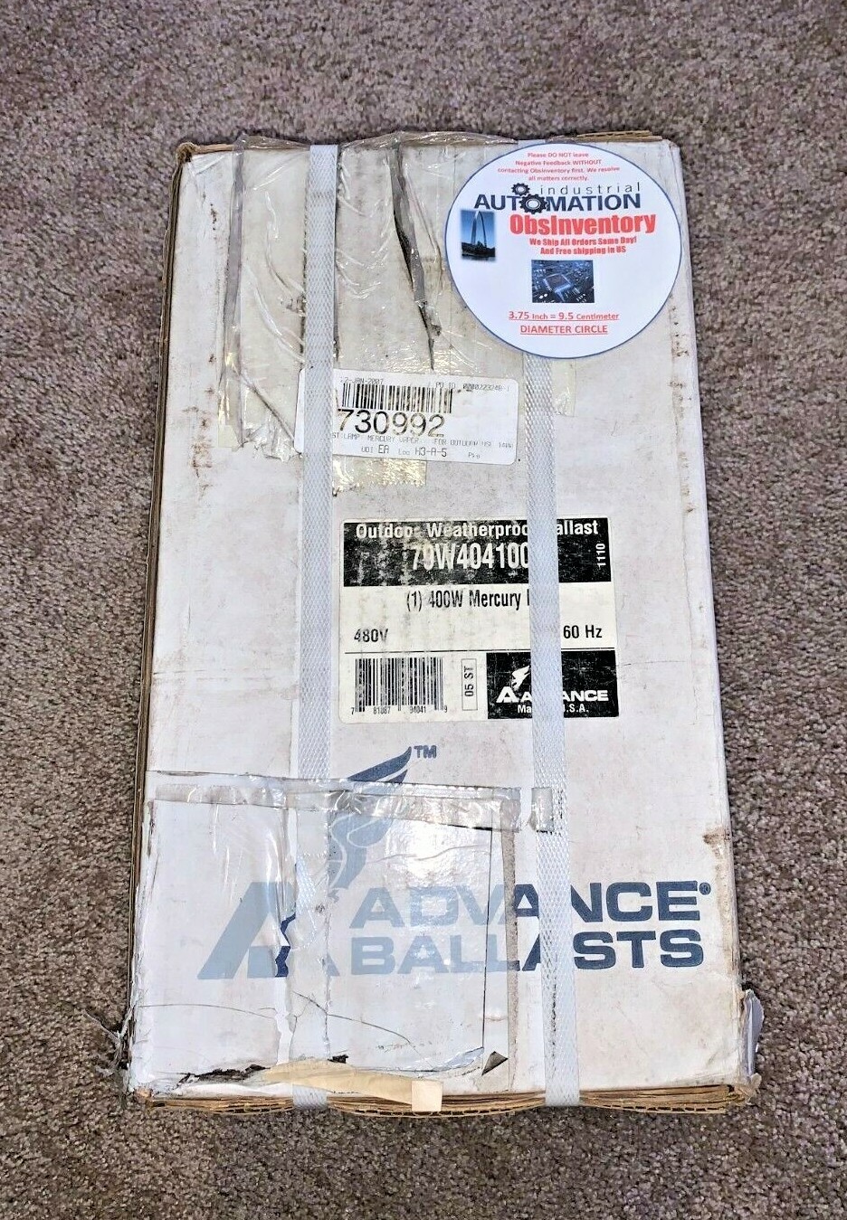 ADVANCE BALLAST 79W4041-001 / 79W4041001 400W MERCURY H33 (NEW IN BOX)