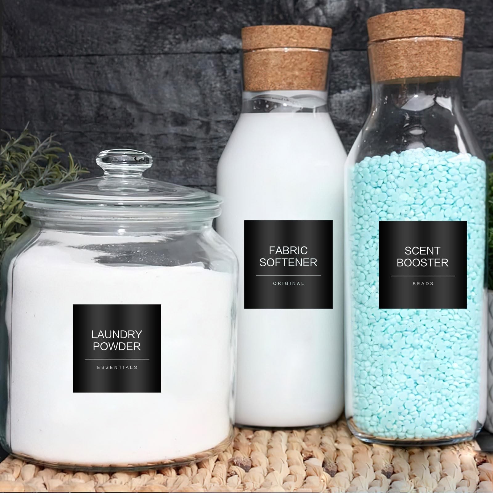 Minimalist Laundry Room Labels，30 Matte Waterproof Labels for Jars Spray