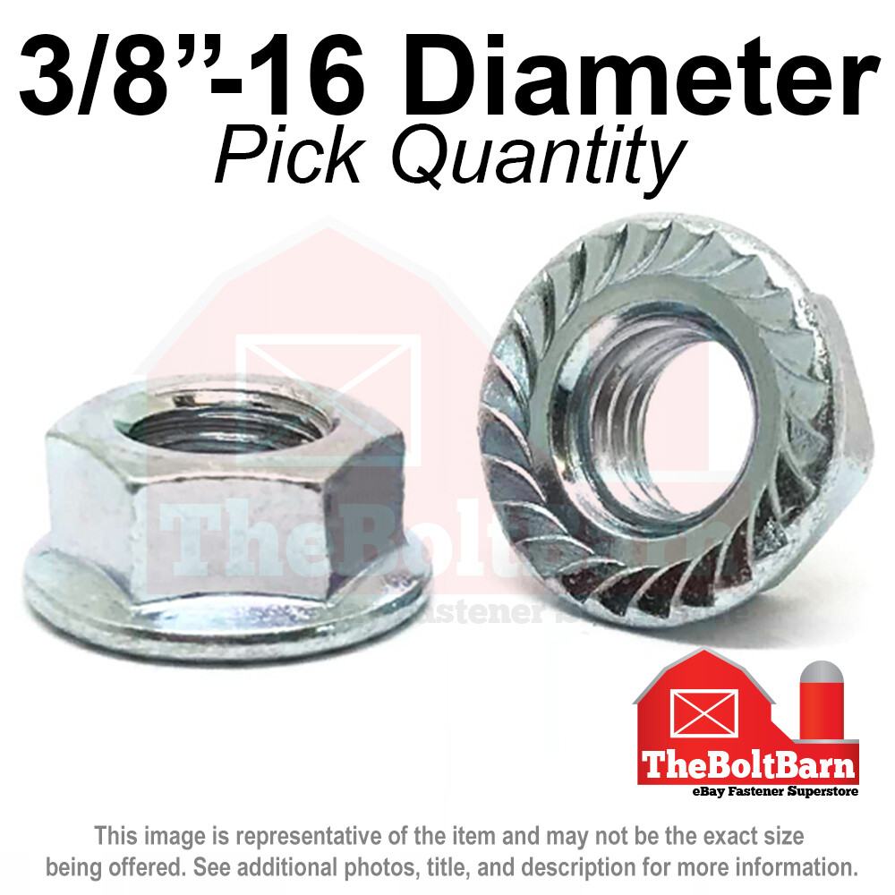 3/8″-16 Grade 5 Serrated Flange Whiz Lock Nuts Coarse Thread Zinc (Pick Qty)