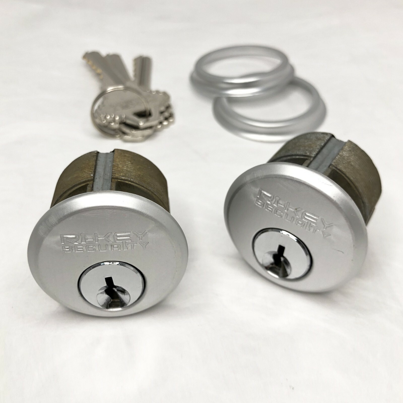 2 Mortise Lock Cylinders 1″ for Store Front Door Adams Rite Brass with 3 Keys