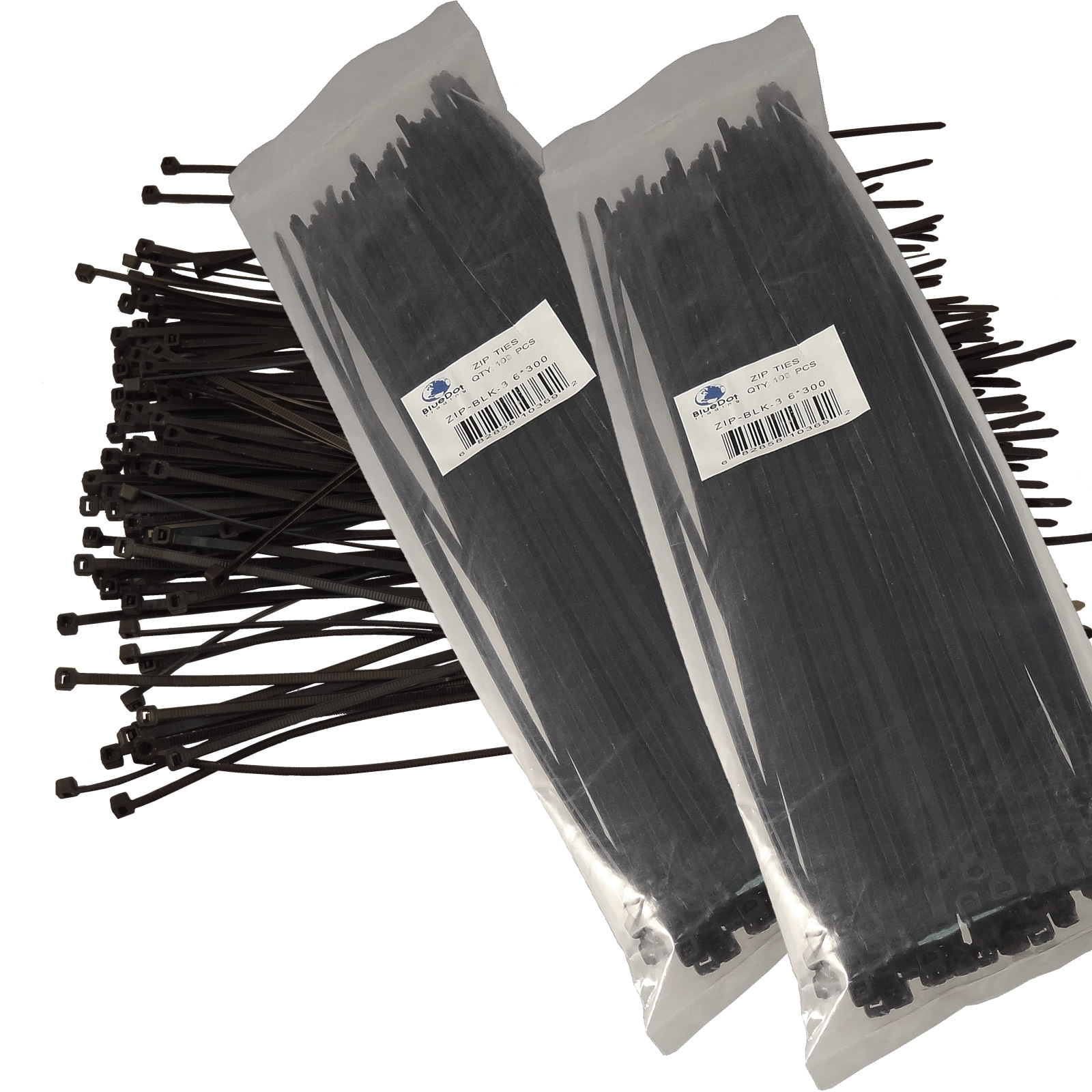 200 12″ Cable Ties BLACK 300mm Long 3.6mm Wide 40# Strong Industrial Wire Ziptie