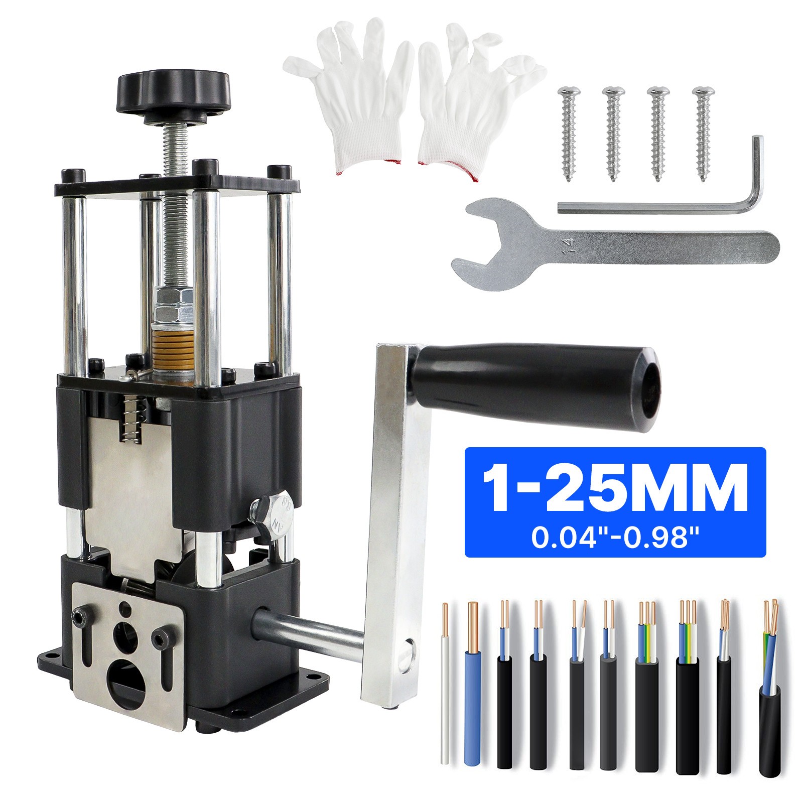 Manual Wire Stripping Machine Drill Powered Hand Crank Wire Stripper Tool 1-25MM