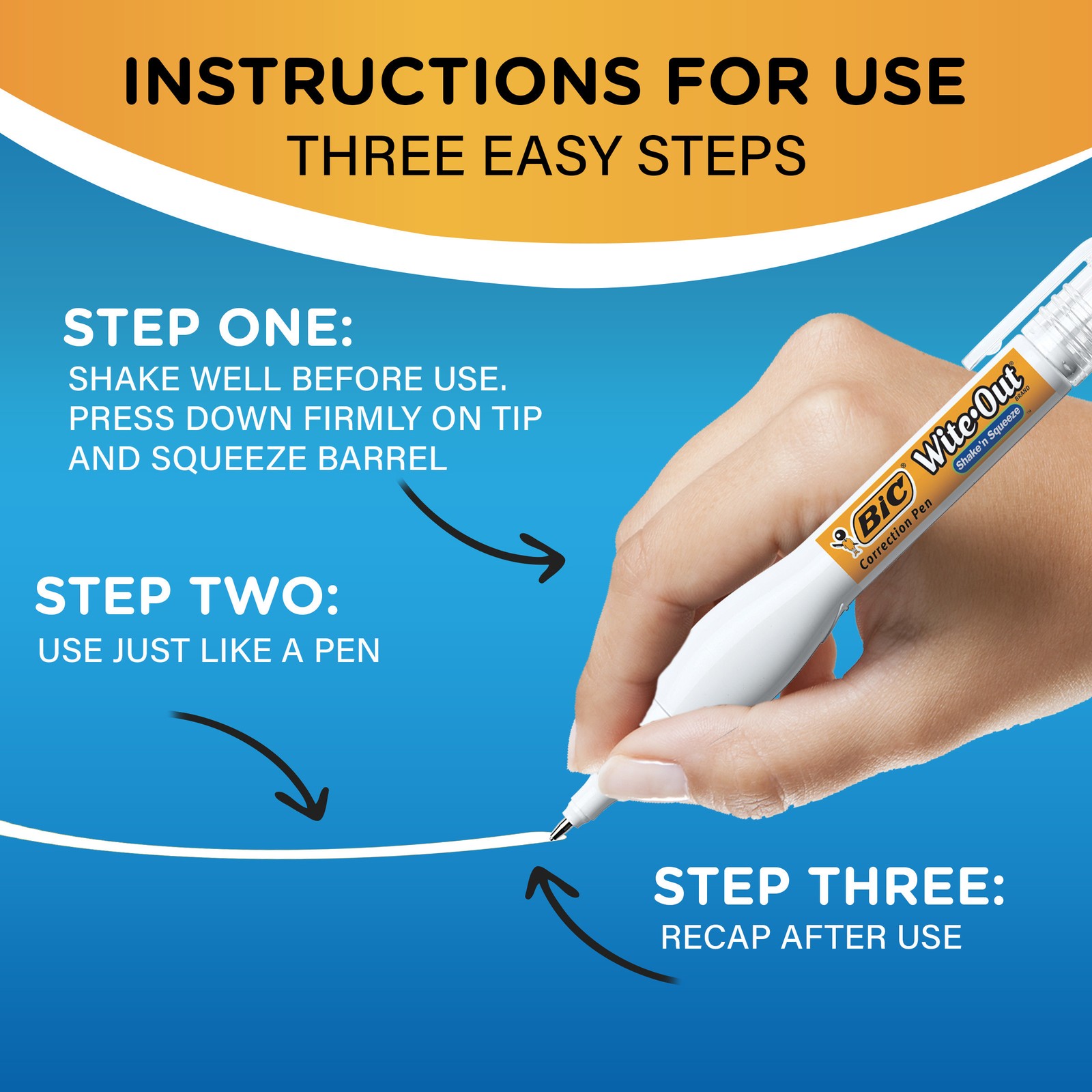 BIC Wite Out Brand Shake ‘n Squeeze Correction Pen, 4-Pack