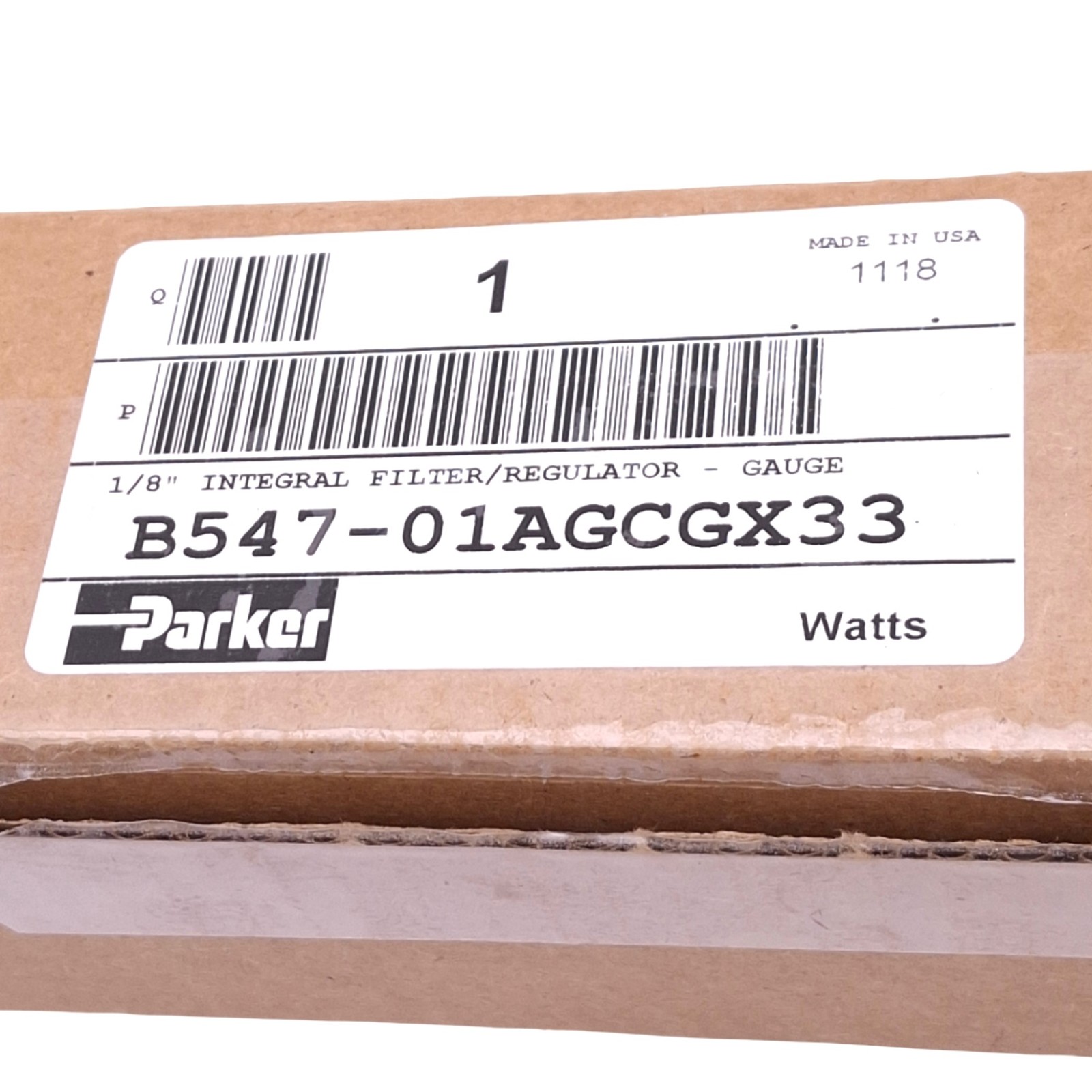 Parker B547-01AGCGX33 Filter Regulator, 0-125psi Set, 150psi Max, 1/8in NPT