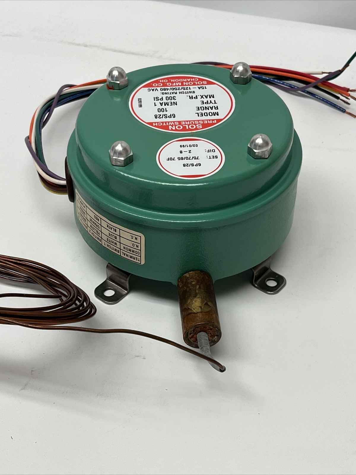 NEW IN BOX Solon 6PS/28 Pressure Switch 15A – 125/250/480VAC 300PSI