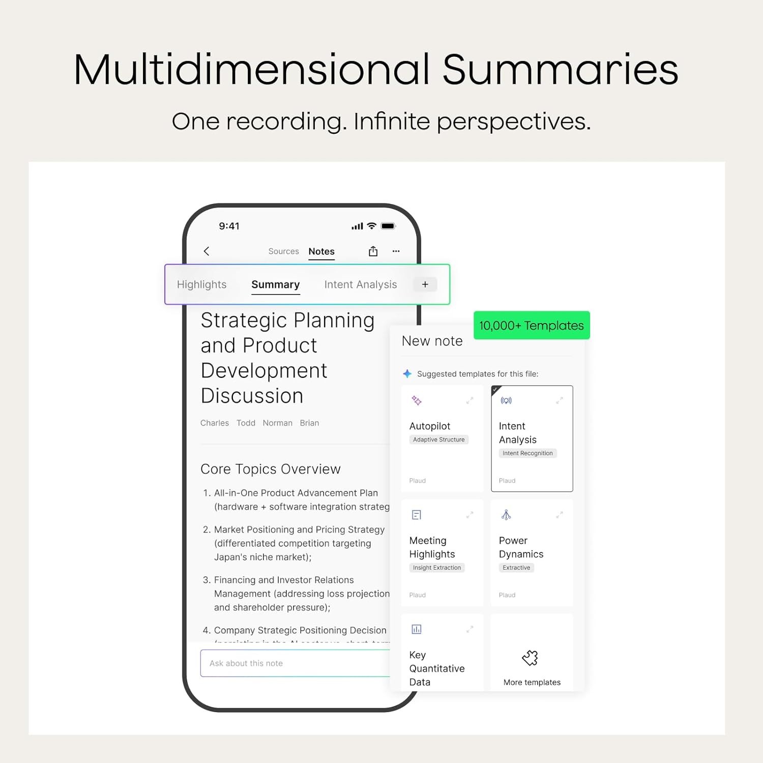 Plaud Note AI Voice Recorder – 64GB, 112 Languages, Transcribe & Summarize
