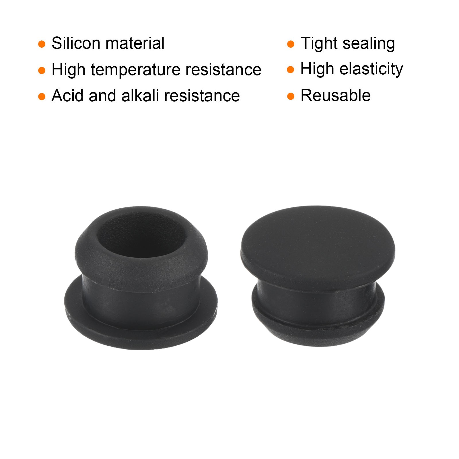 10Pcs Silicone Snap in Locking Hole Plugs Seal Cover Panel Round 12mm Black