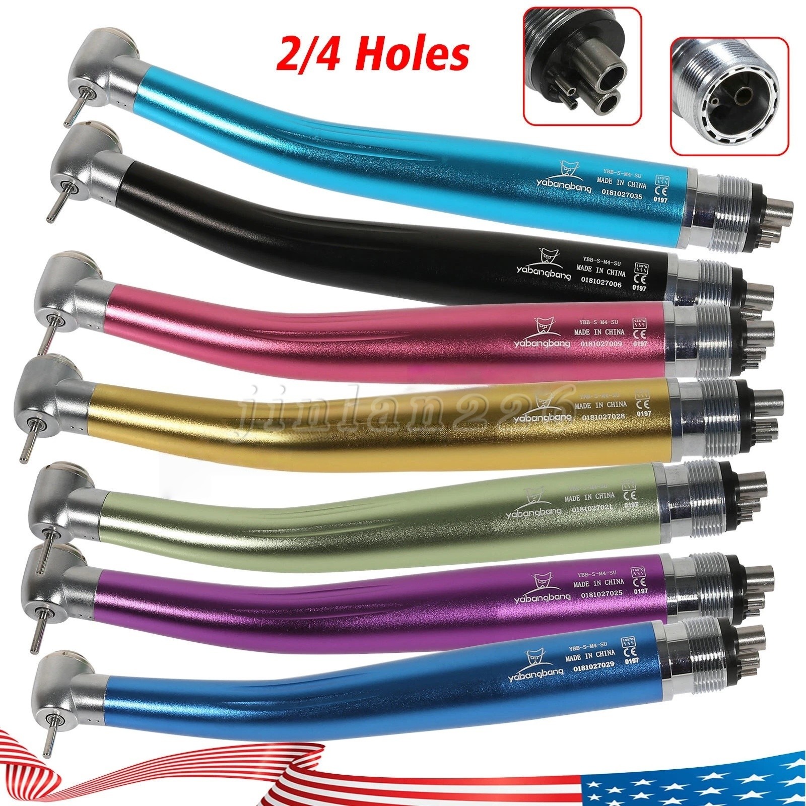 NSK Style Dental High/Low Speed Handpiece Push Button 4/2 Holes Colors