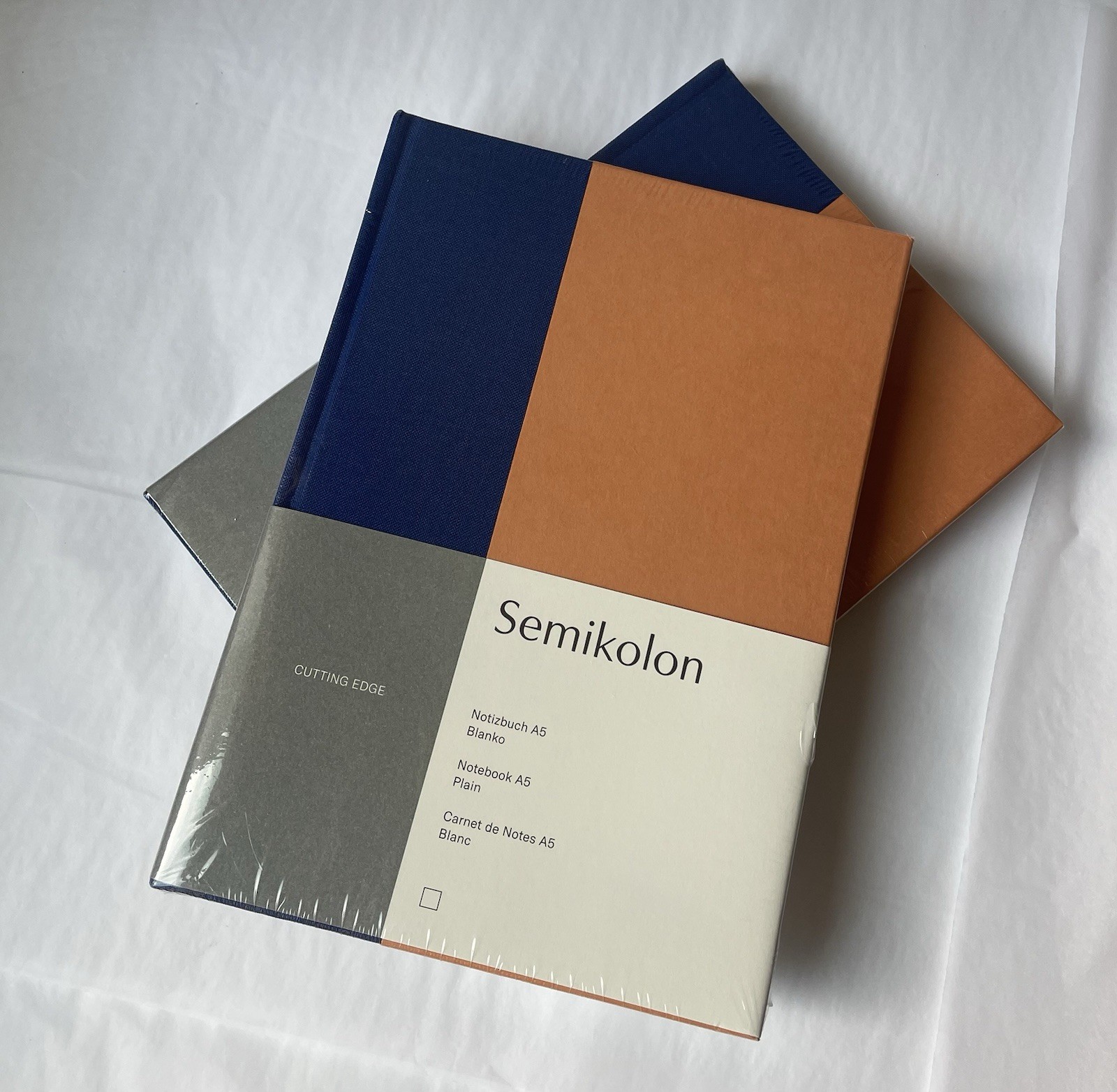 NEW Set of 2 (BLANK) Journal Notebooks By Semikolon Blue/Peach Colors A5