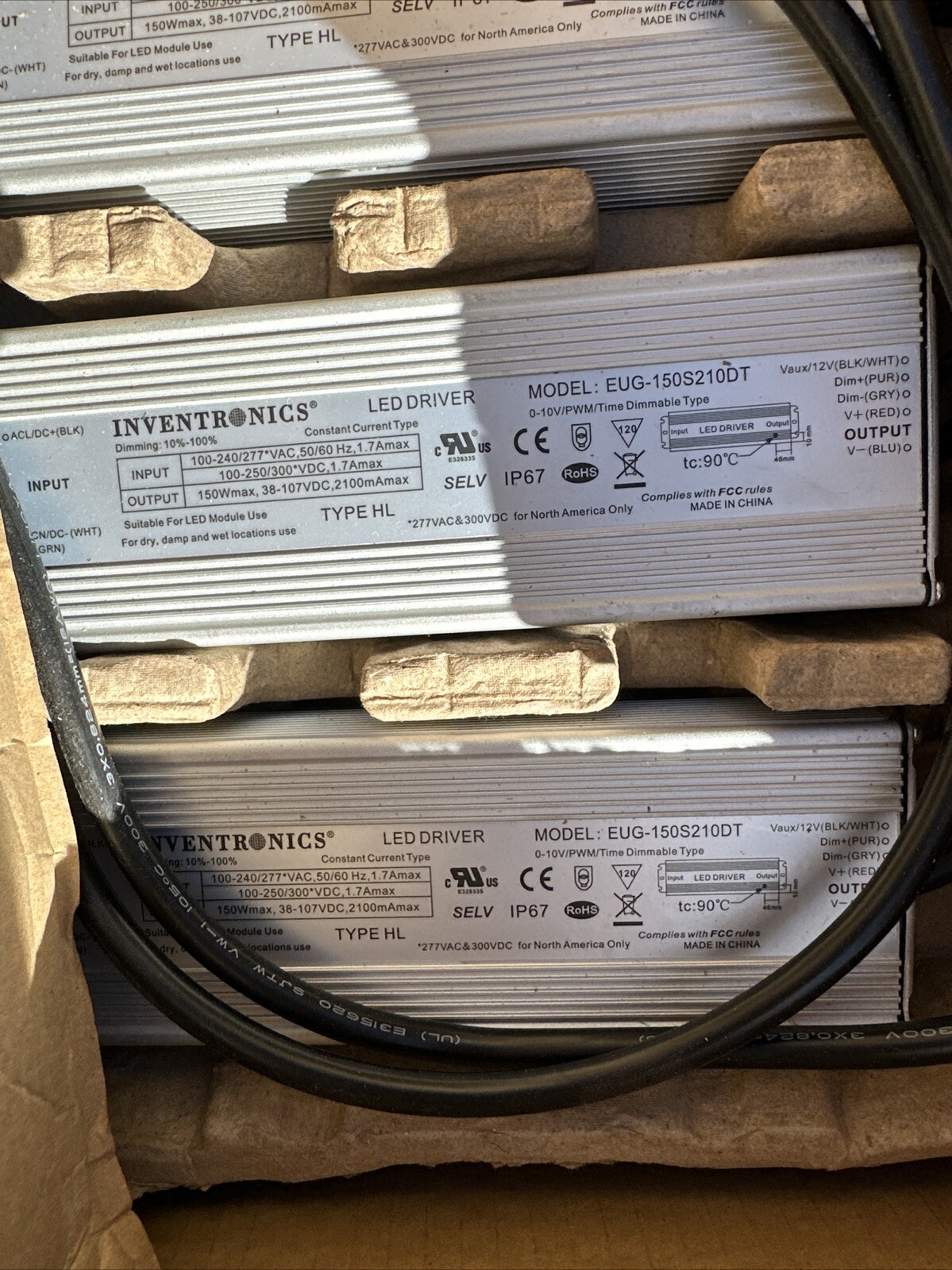 ⚡️EUG150S210 100-277VAC, 150W 140-2100MA, 38-107V, [0-10V PWM] IP67 LED DRIVER⚡️