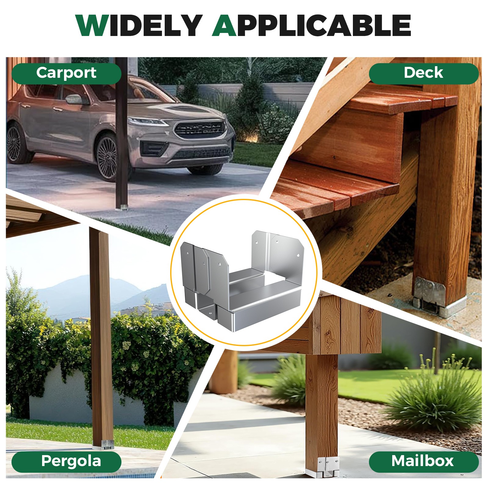 20Pcs 4×4 Post Base for Deck/Concrete, Heavy Duty, with 1″ Standoff & Anti-Rust