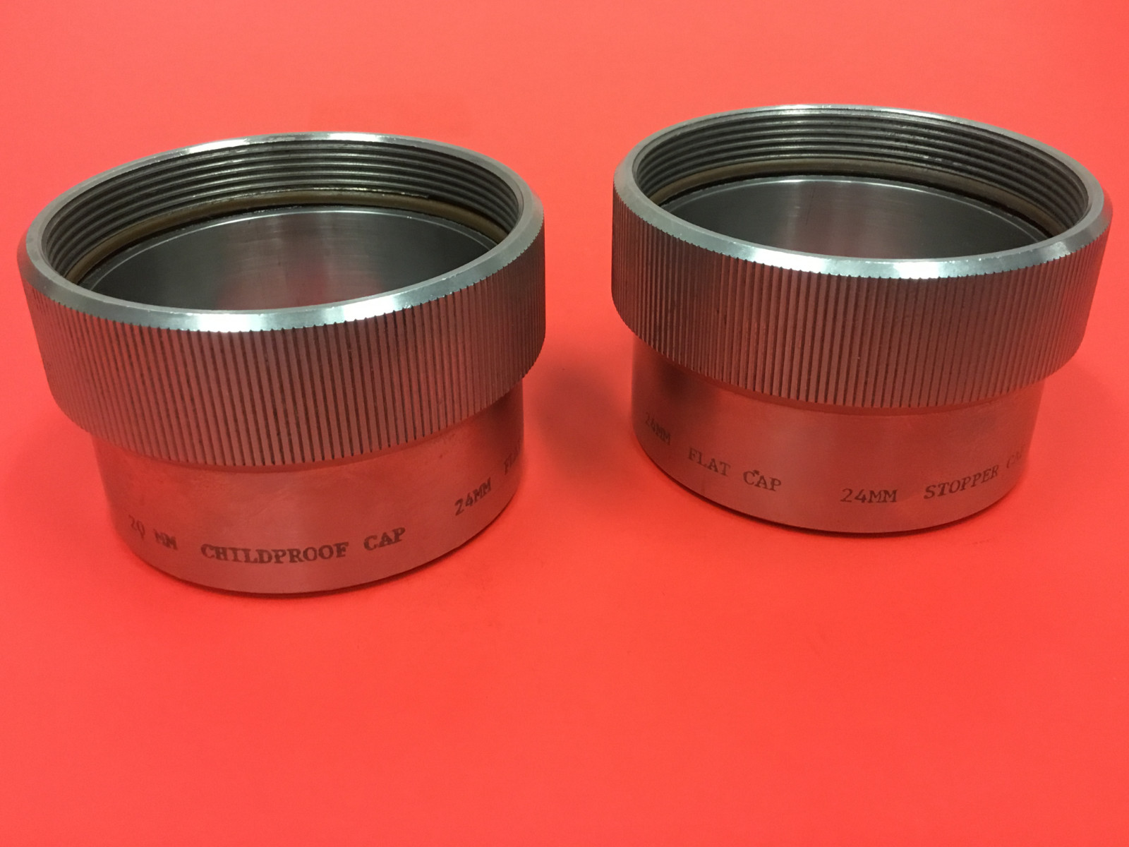 20mm Childproof Cap – 24mm Flat Cap – 24 Stopper Cap Stainless Steel – LOT OF 2
