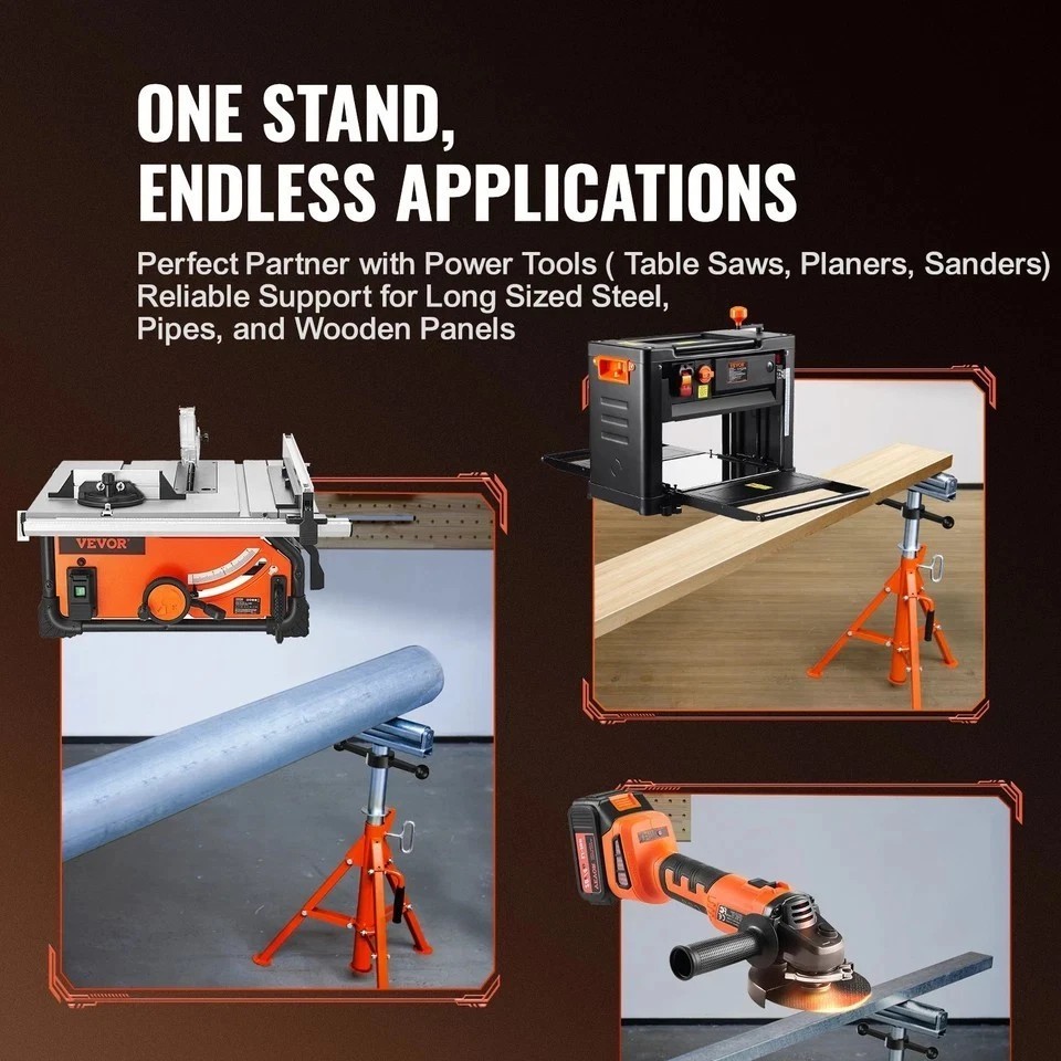 Roller Stand 2500 LBS Load 27.6″-52″ Height Adjustable 45# Steel Foldable