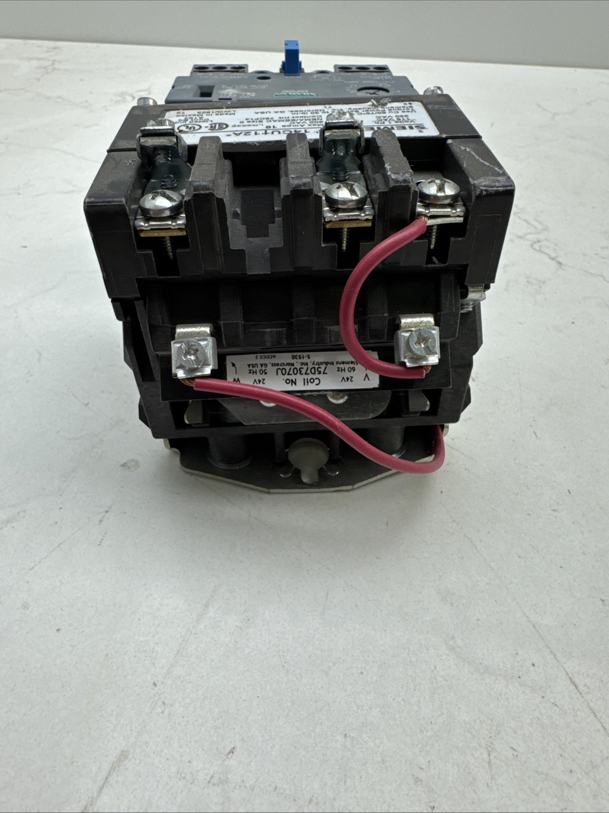SIEMENS 14CU+12A STARTER SIZE 0 3PH 600V 18A 2HP 24V COIL 14CU12A W/ 48ATD1S00