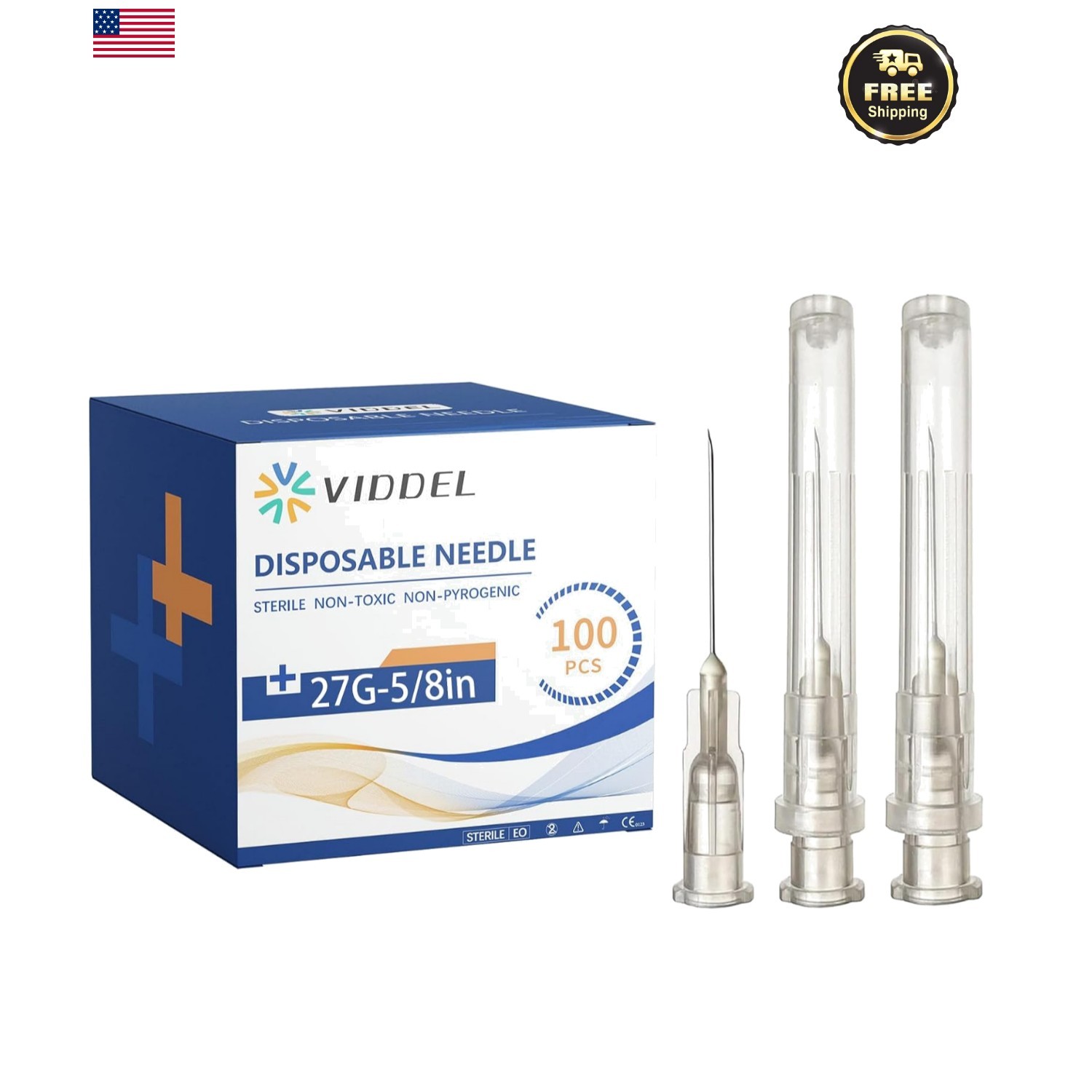 100 Pack 27G 5/8 Inch Luer Lock Syringes for Scientific Applications