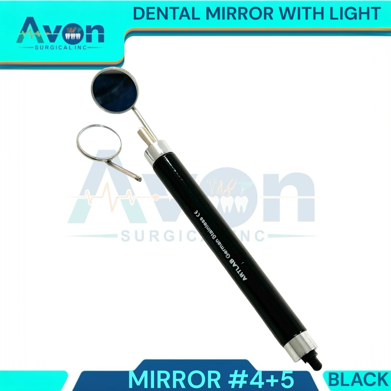 Set of 5 Multi-Color Mouth Mirrors with Light & Mirror #4 + #5, Oral Hygiene