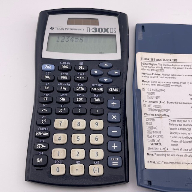 Texas Instruments TI-30X IIS 2-Line Scientific Calculator – Black W/ Blue Case