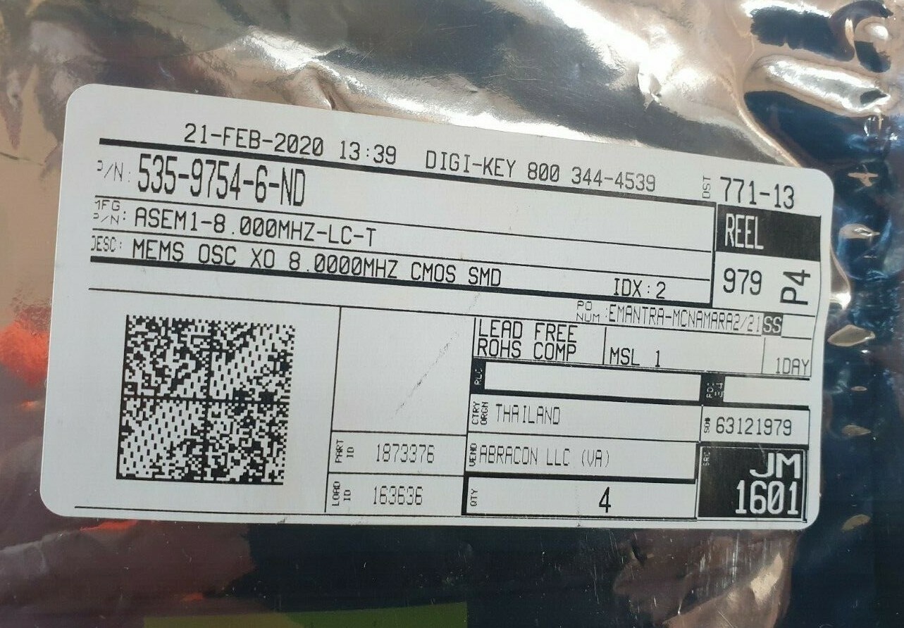 ABRACON ASEM1-8.000MHZ-LC-T MEMS OSC X0.80000MHZ CMOS SMD 4/PK (IN36S3B3)