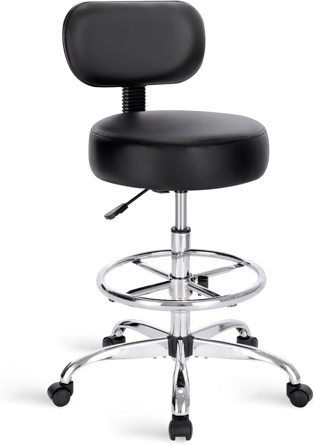 Drafting Chair 23.6 Inch Adjustable Height Swivel Office Stool Black Metal Frame
