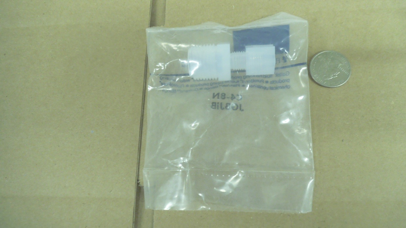 Fluoroware PFA fitting 1/2 male NPT x 1/4 tube C4-8N
