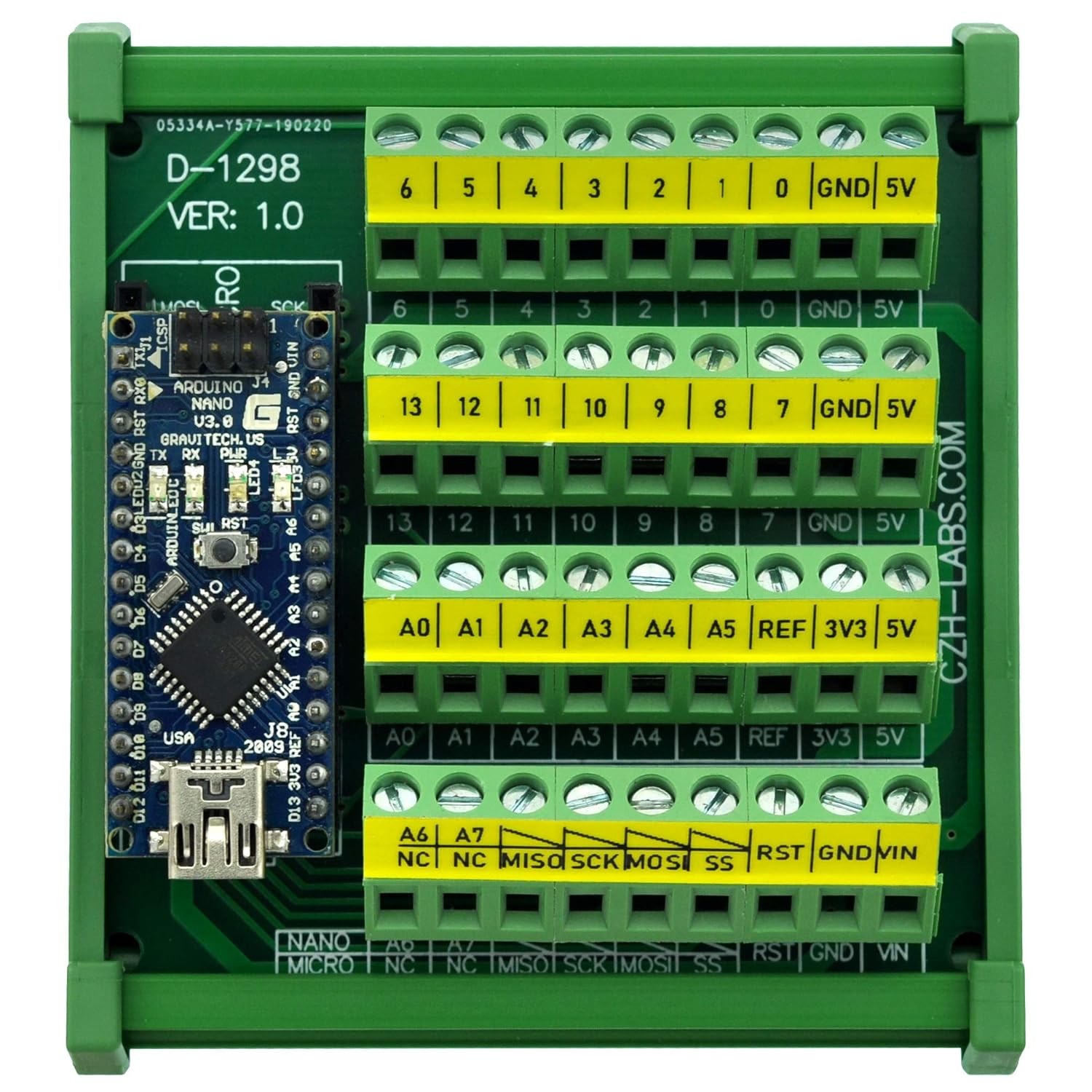 DIN Rail Mount Screw Terminal Block Breakout Module Board for Arduino Nano/Micro