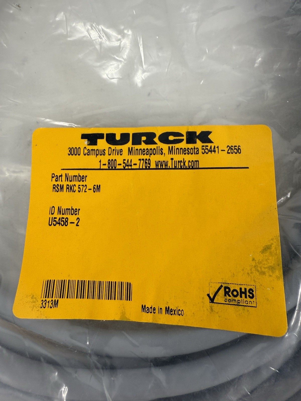 NEW Turck RSM RKC 572-6M DeviceNet Cordset Extension Cordset U5458-2, 6 Meter