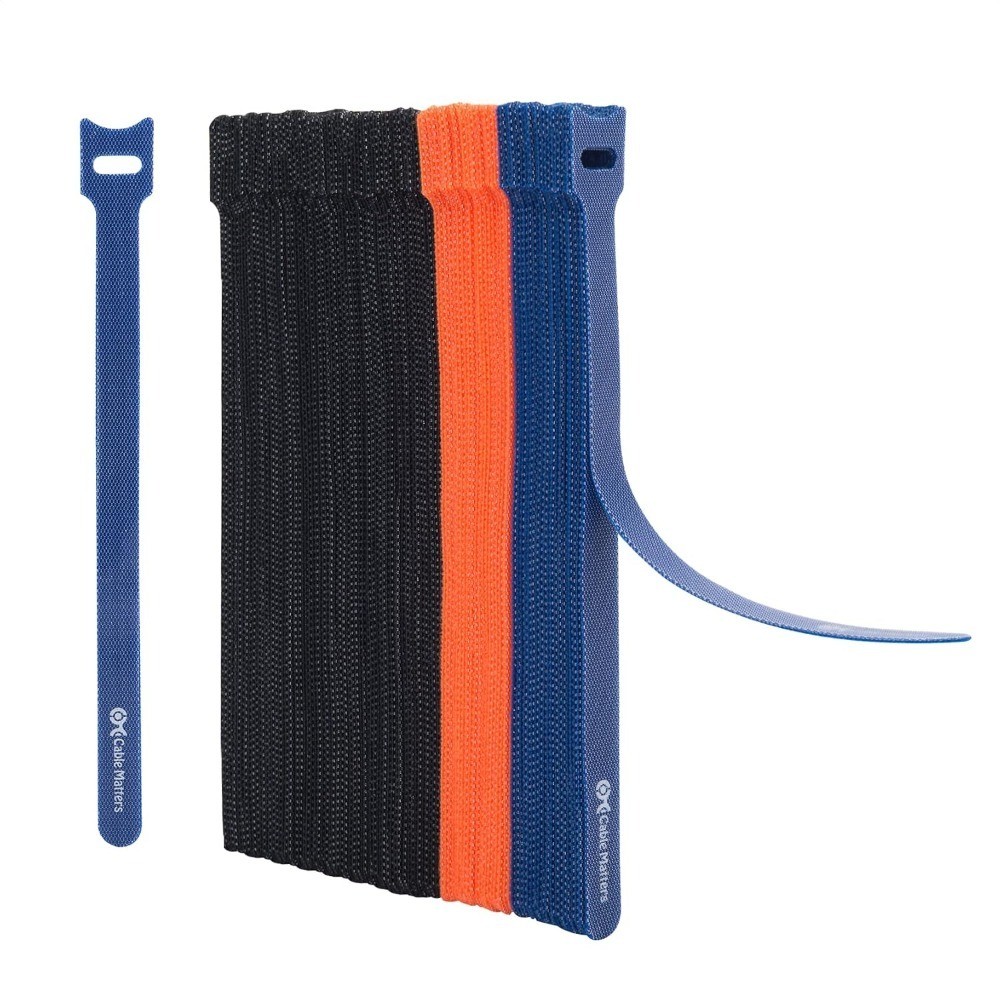 100-Pack 8-Inch Hook-and-Loop Reusable Cable Ties, Multicolor | 42 Lbs Tensile