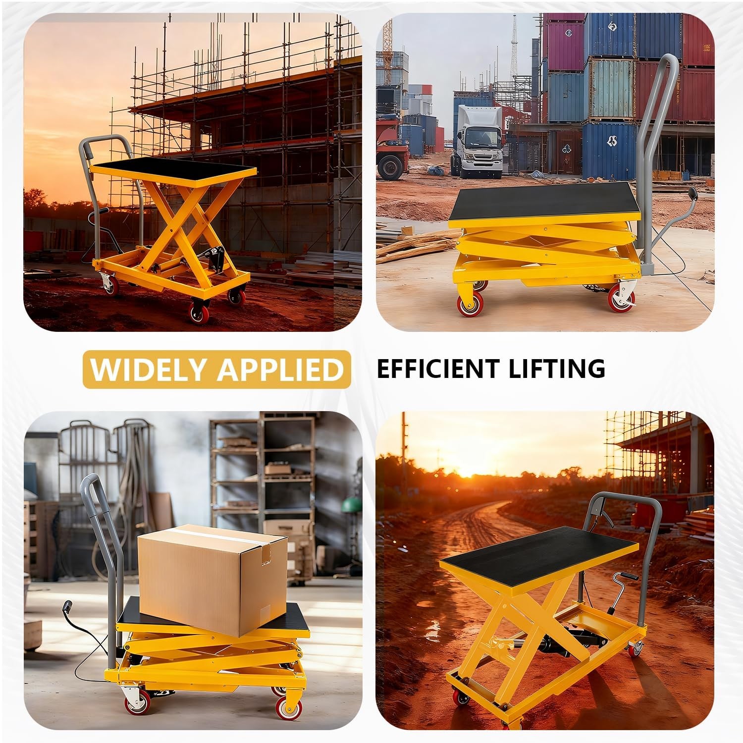 Manual Double Scissor Lift Table Hydraulic Lift Cart 330Lbs 50 Inch Lifting