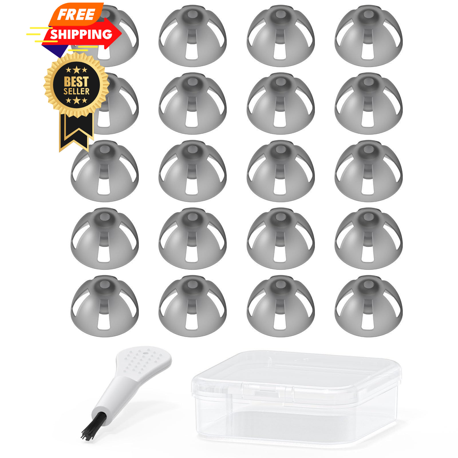 Resound Compatible Hearing Aid Domes Open Smokey Ear Large 20pcs Pack,