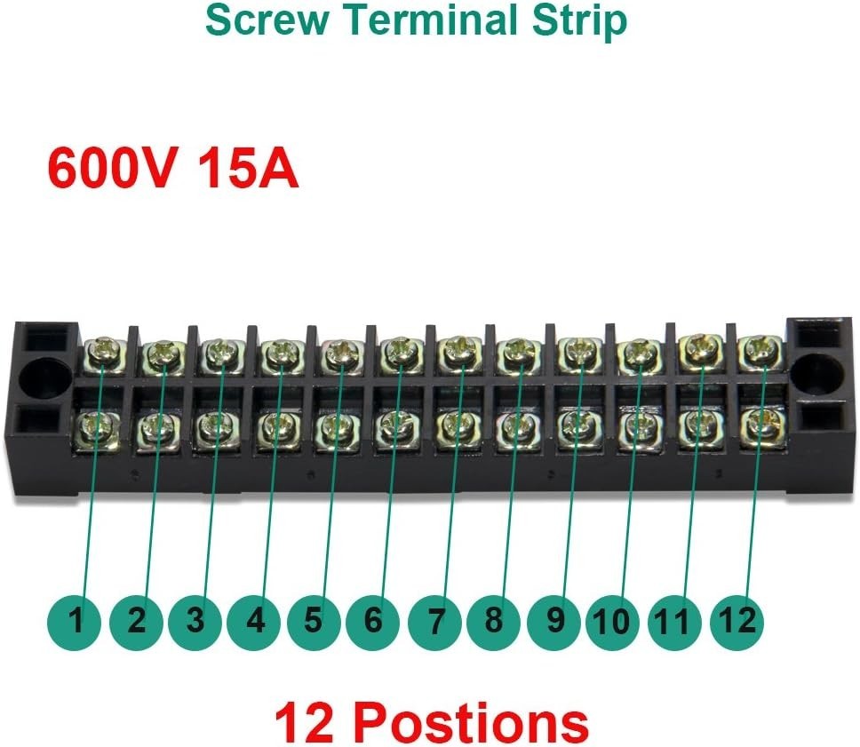 10pcs 5 Sets 12 Positions Dual Row 600V 15A Screw Terminal Strip Blocks with …