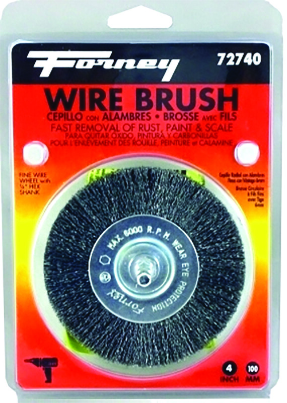 Forney 72740 Wire Wheel Brush, Fine Crimped with 1/4-Inch Hex Shank, 4″ 8912362