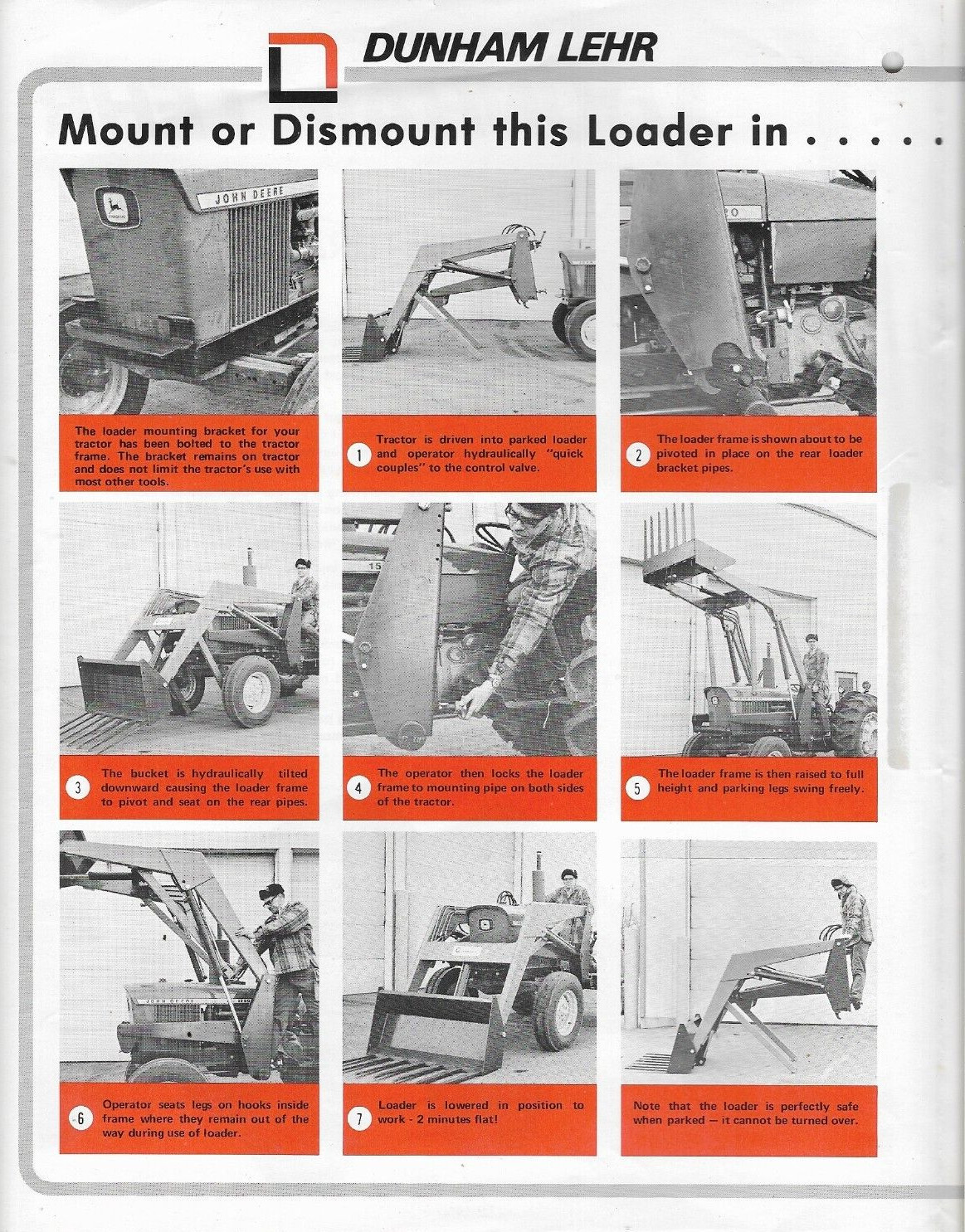 DUNHAM LEHR LOADER TRACTOR SERIES 22 FARM Form DL02-71 Brochure Specifications
