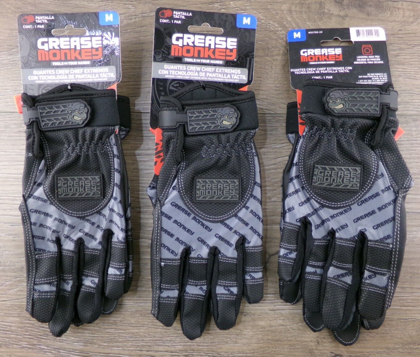 3 Pair Grease Monkey Crew Chief Extreme Gloves w/Touchscreen Tech Medium, New S4