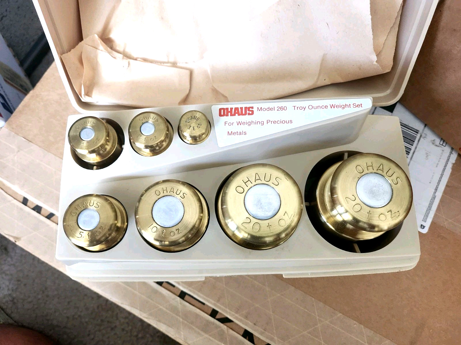 Lot of 6 OHAUS Troy Ounce Weight Set Weighing Precious Metals Brass Calibration