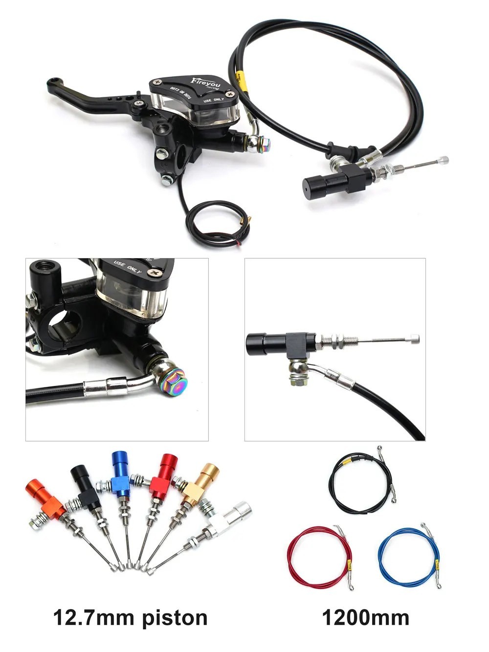 7/8in Motorcycle Hydraulic Brake Clutch Kit Lever Pump Hose for Yamaha Honda