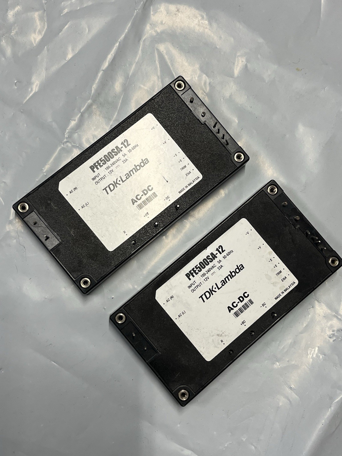 Lot Of 2,TDK-Lambda PFE500SA-12 AC-DC Power Supply 12V 33A 500W