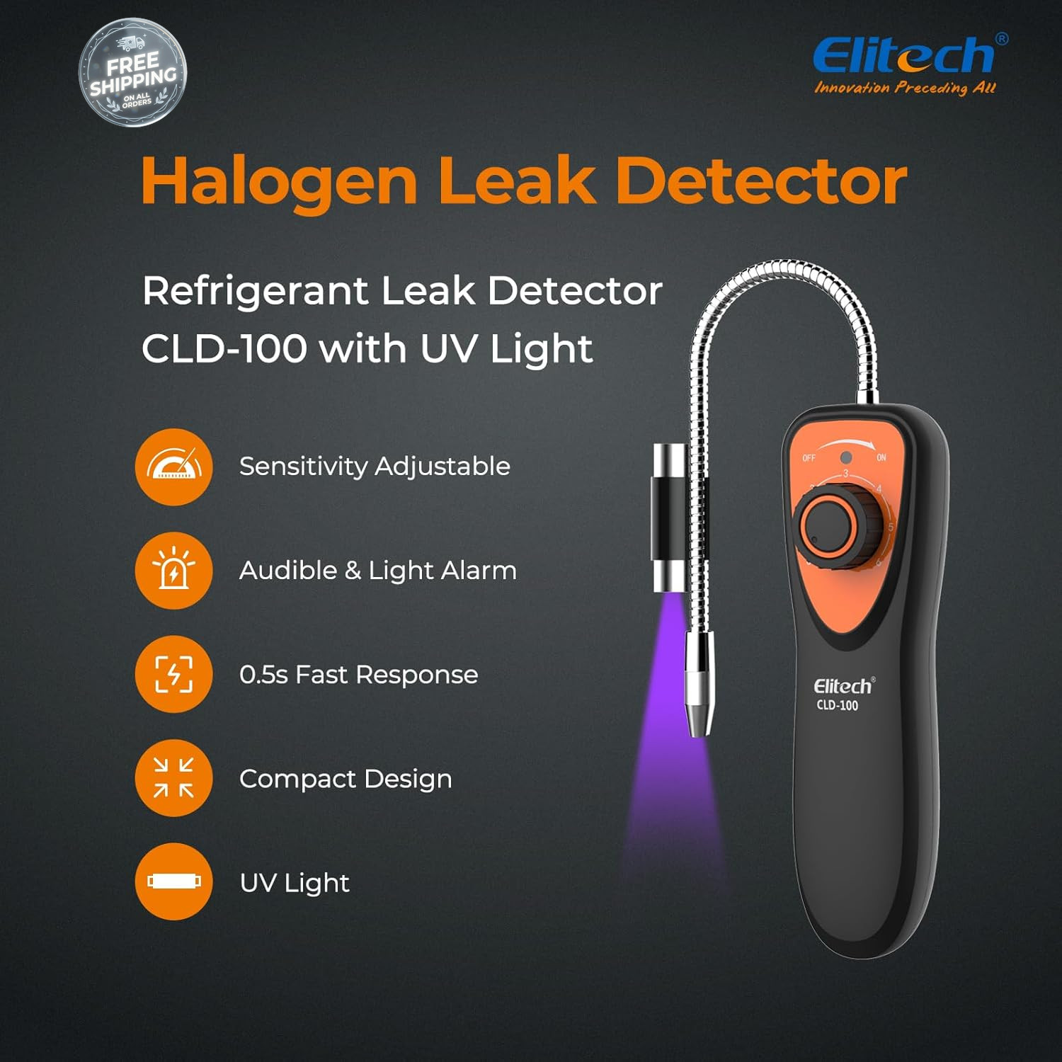 Refrigerant Leak Detector, CLD-100 Freon Leak Detector Car HVAC Halogen Refriger