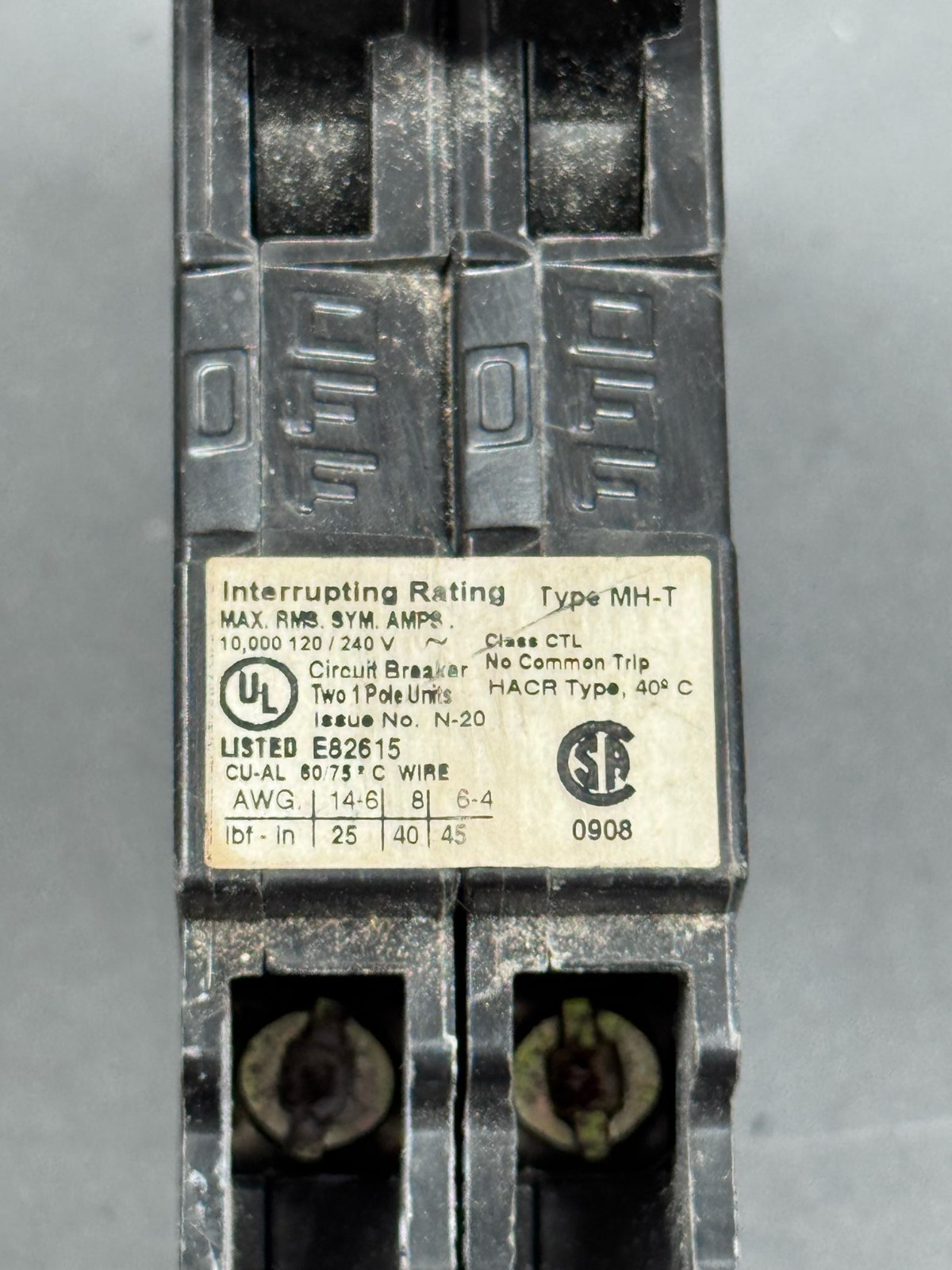 Murray MP1515 MH-T 15/15A Twin Tandem Duplex Circuit Breaker 120/240V Type MH-T