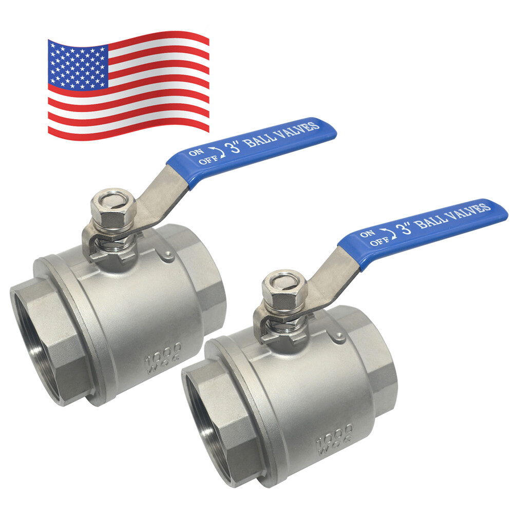 3 inch Ball Valve,Female NPT 316 Stainless Steel Full Port,2-Piece, 2Pack