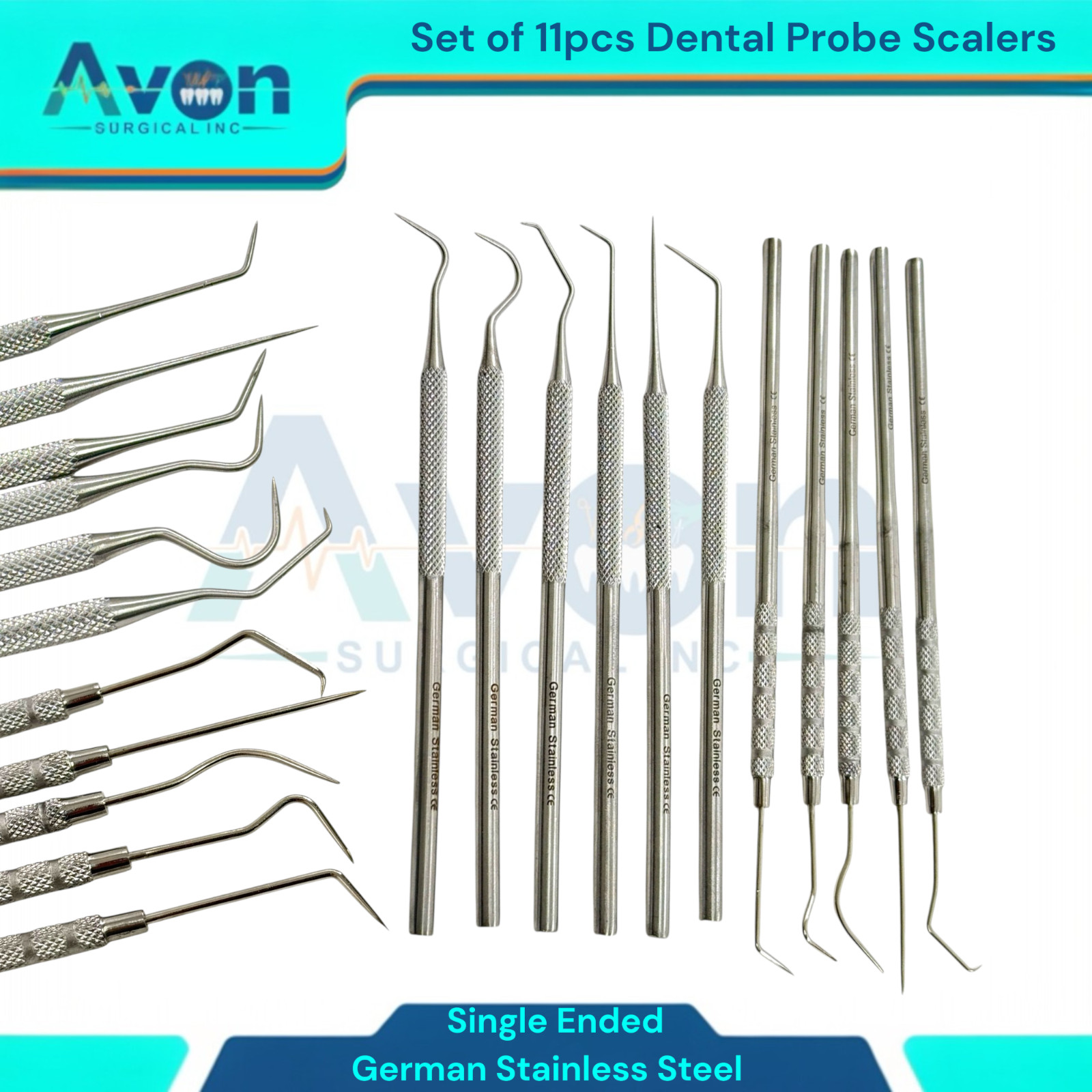 Lot of 11pc – Multi-Purpose Precision Micro Probes Scaler Picks, Single-Ended