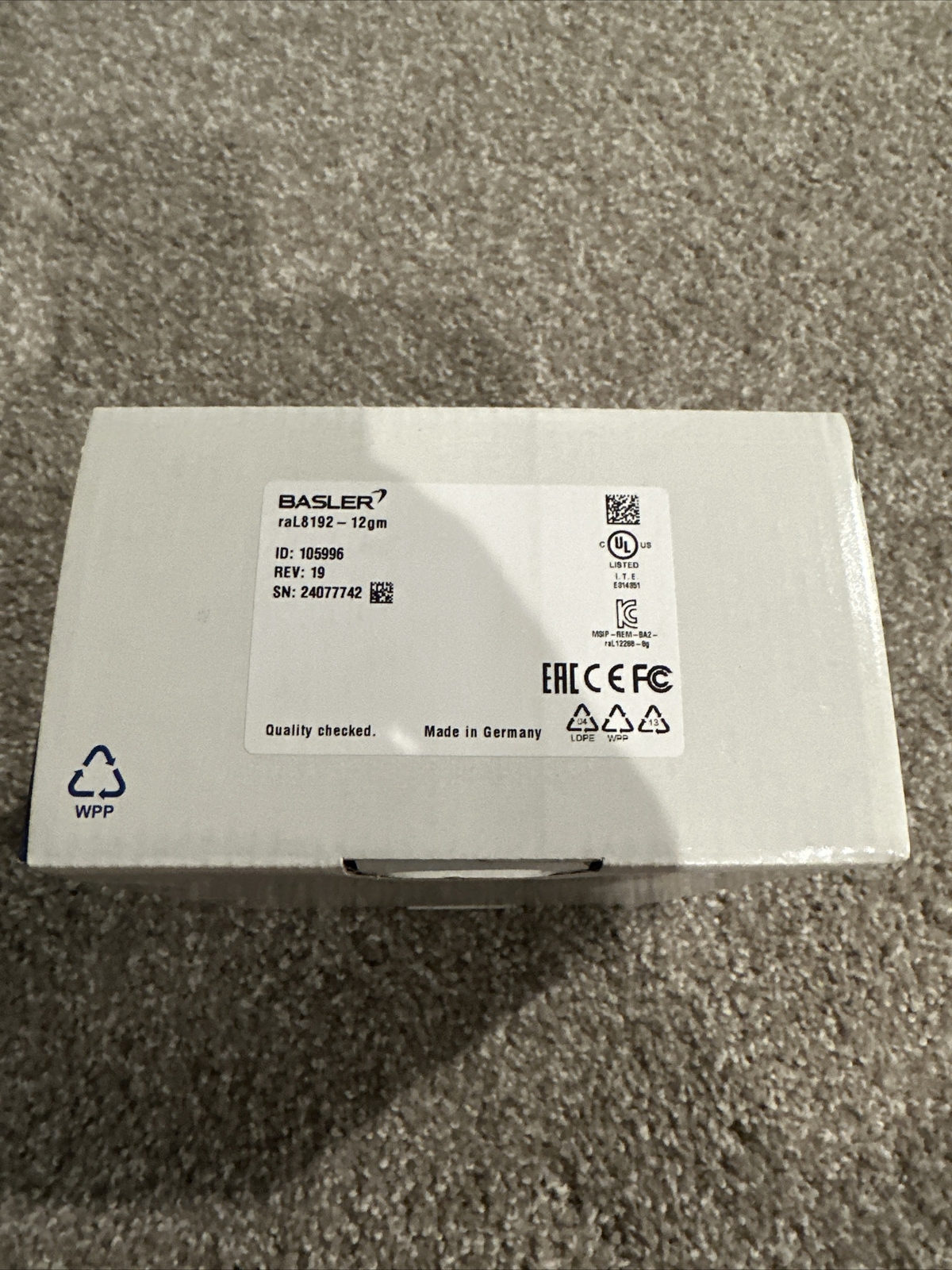 ral8192-12gm BASLER Industrial Camera NEW Vision System